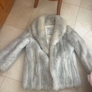 Luxurious Gray Faux Fur Coat